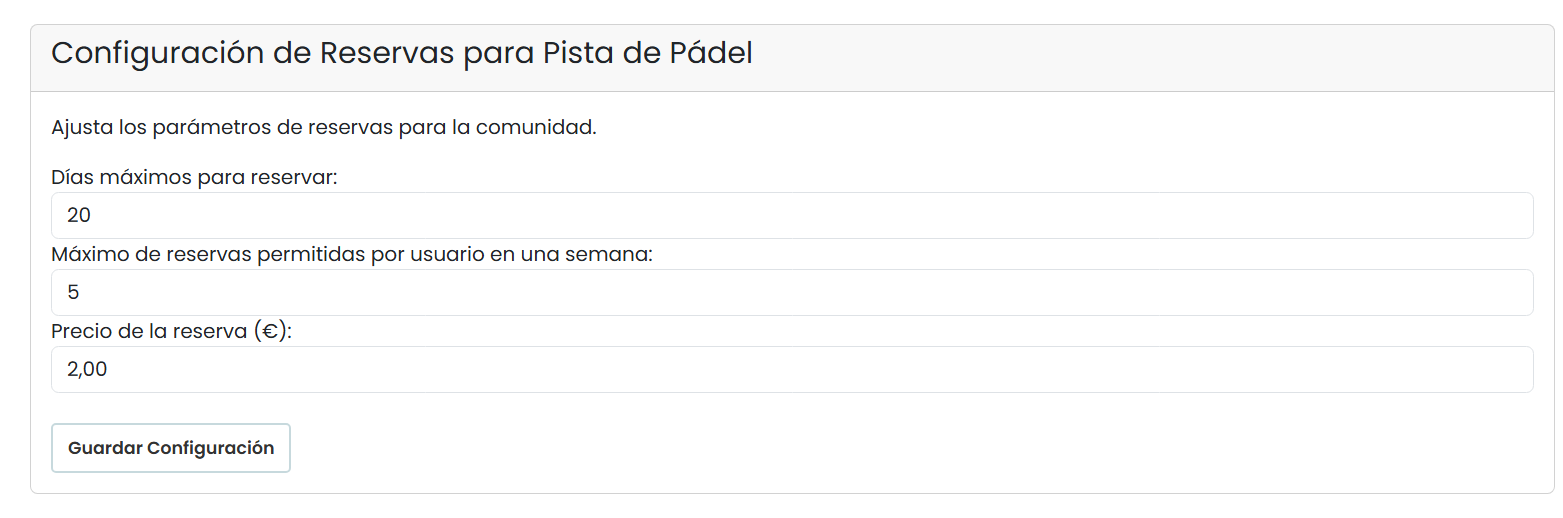 Configuración de la Pista de Pádel